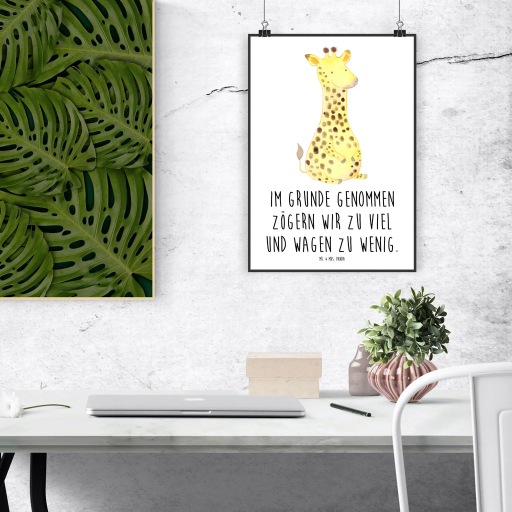 Poster Giraffe Zufrieden Poster, Wandposter, Bild, Wanddeko, Küchenposter, Kinderposter, Wanddeko Bild, Raumdekoration, Wanddekoration, Handgemaltes Poster, Mr. & Mrs. Panda Poster, Designposter, Kunstdruck, Posterdruck, Afrika, Wildtiere, Giraffe, Zufrieden, Glück, Abenteuer