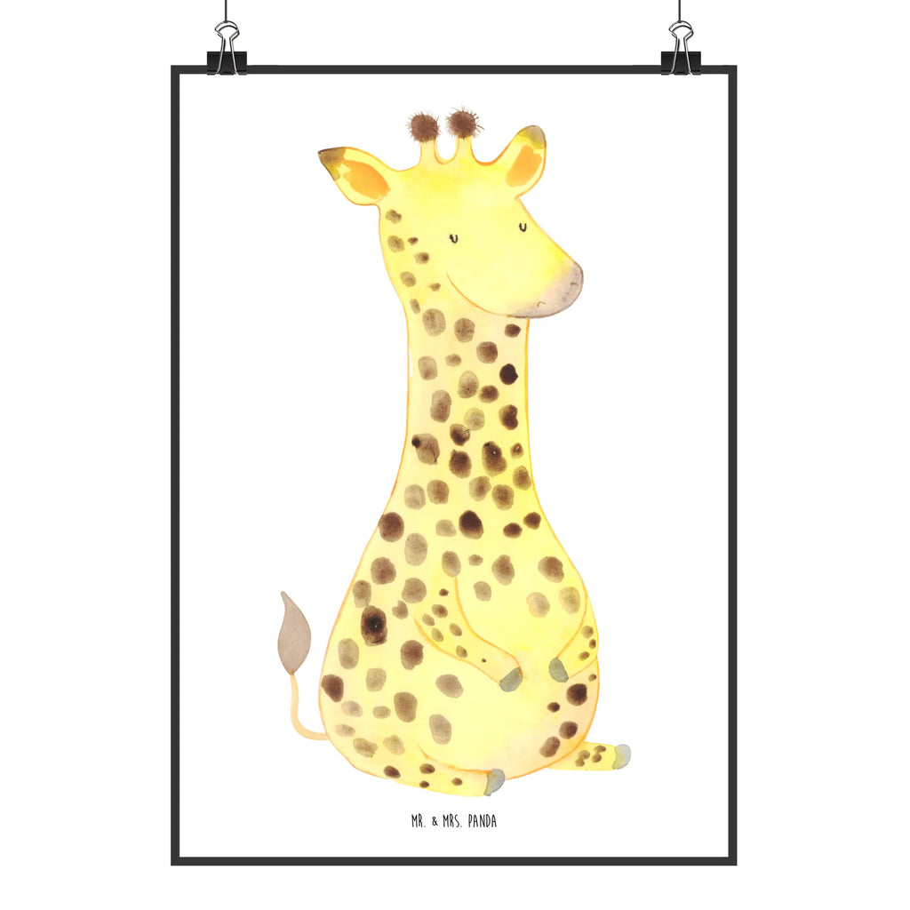 Poster Giraffe Zufrieden Poster, Wandposter, Bild, Wanddeko, Küchenposter, Kinderposter, Wanddeko Bild, Raumdekoration, Wanddekoration, Handgemaltes Poster, Mr. & Mrs. Panda Poster, Designposter, Kunstdruck, Posterdruck, Afrika, Wildtiere, Giraffe, Zufrieden, Glück, Abenteuer