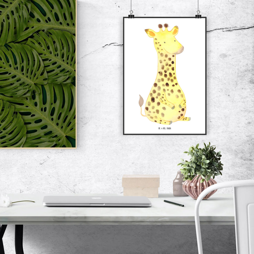 Poster Giraffe Zufrieden Poster, Wandposter, Bild, Wanddeko, Küchenposter, Kinderposter, Wanddeko Bild, Raumdekoration, Wanddekoration, Handgemaltes Poster, Mr. & Mrs. Panda Poster, Designposter, Kunstdruck, Posterdruck, Afrika, Wildtiere, Giraffe, Zufrieden, Glück, Abenteuer