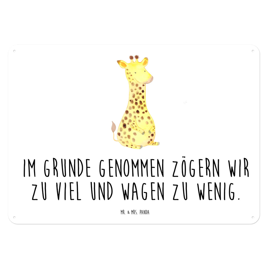 Blechschild Giraffe Zufrieden Blechschild, Metallschild, Geschenk Schild, Schild, Magnet-Metall-Schild, Deko Schild, Wandschild, Wand-Dekoration, Türschild, Afrika, Wildtiere, Giraffe, Zufrieden, Glück, Abenteuer