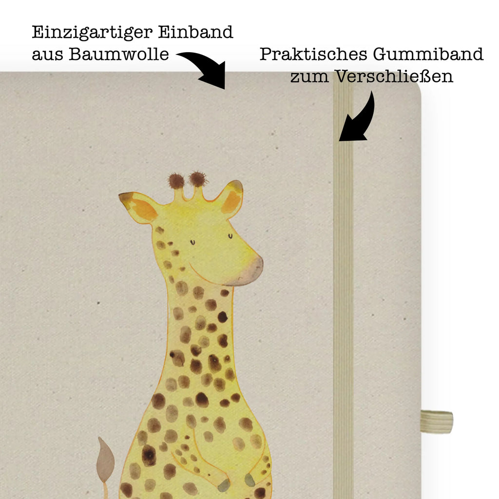 Baumwoll Notizbuch Giraffe Zufrieden Notizen, Eintragebuch, Tagebuch, Notizblock, Adressbuch, Journal, Kladde, Skizzenbuch, Notizheft, Schreibbuch, Schreibheft, Afrika, Wildtiere, Giraffe, Zufrieden, Glück, Abenteuer