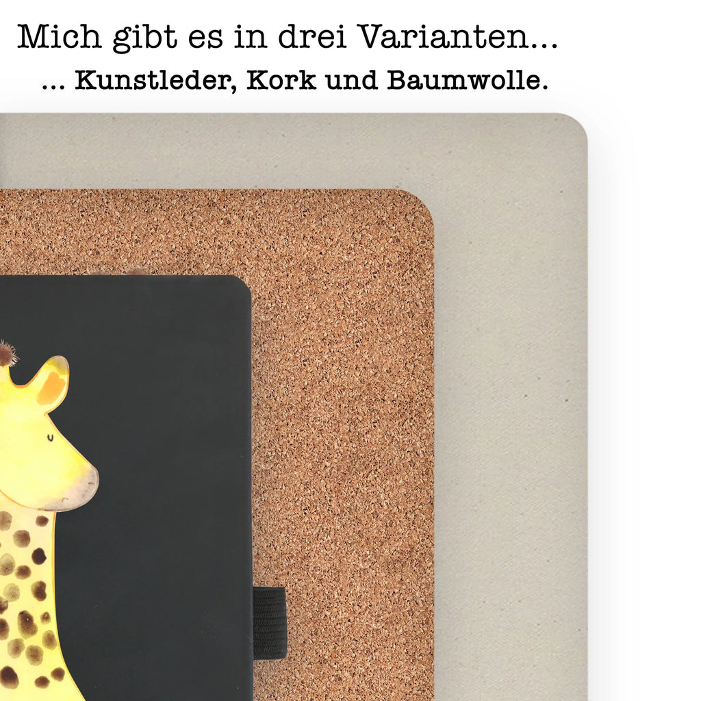 Baumwoll Notizbuch Giraffe Zufrieden Notizen, Eintragebuch, Tagebuch, Notizblock, Adressbuch, Journal, Kladde, Skizzenbuch, Notizheft, Schreibbuch, Schreibheft, Afrika, Wildtiere, Giraffe, Zufrieden, Glück, Abenteuer