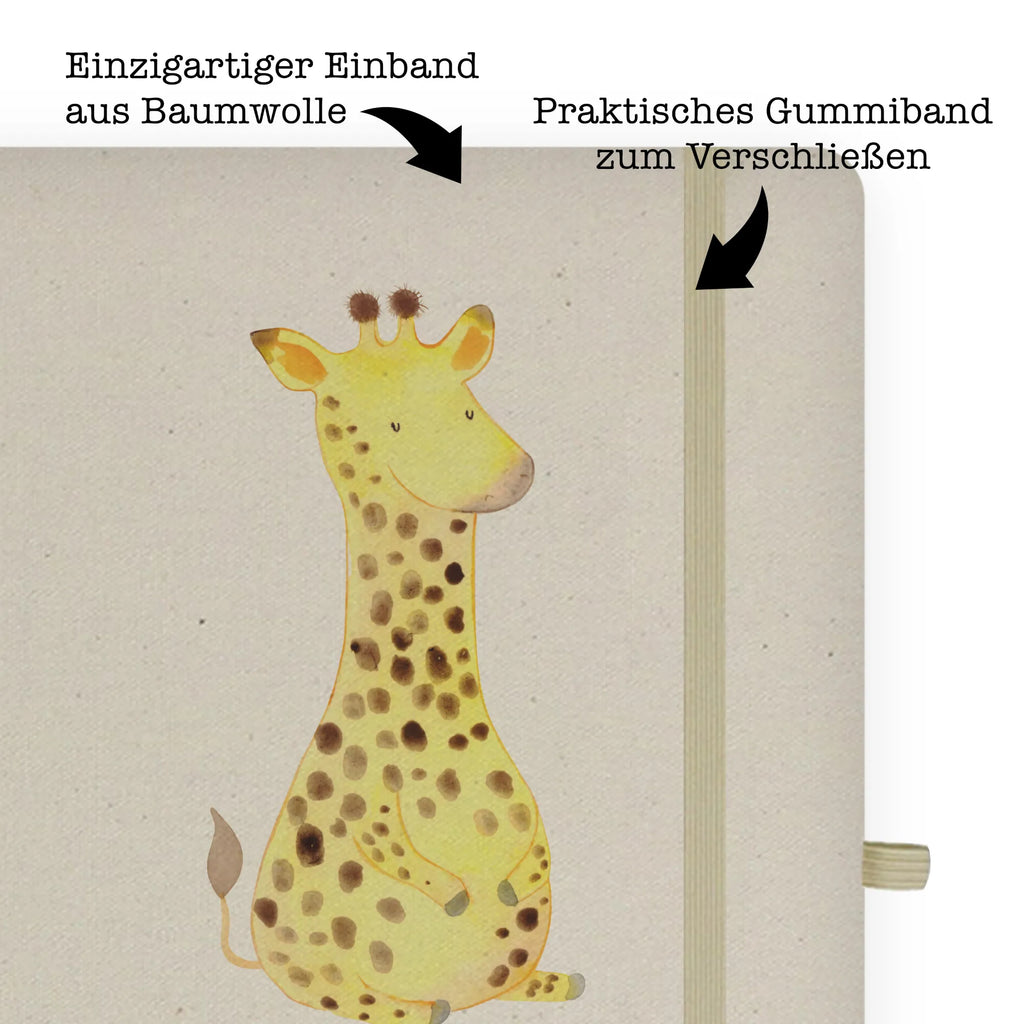 Baumwoll Notizbuch Giraffe Zufrieden Notizen, Eintragebuch, Tagebuch, Notizblock, Adressbuch, Journal, Kladde, Skizzenbuch, Notizheft, Schreibbuch, Schreibheft, Afrika, Wildtiere, Giraffe, Zufrieden, Glück, Abenteuer