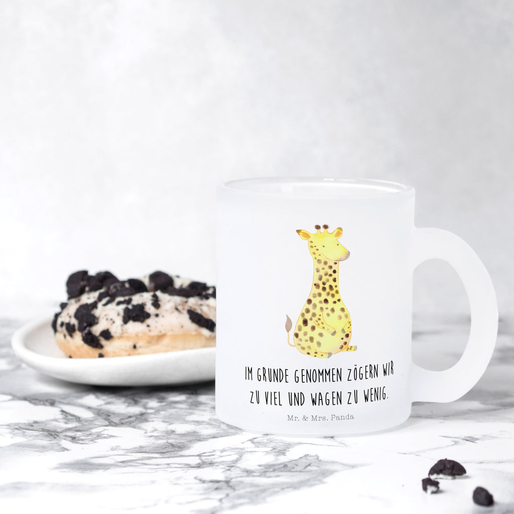 Teetasse Giraffe Zufrieden Teetasse, Teeglas, Teebecher, Tasse mit Henkel, Tasse, Glas Teetasse, Teetasse aus Glas, Afrika, Wildtiere, Giraffe, Zufrieden, Glück, Abenteuer