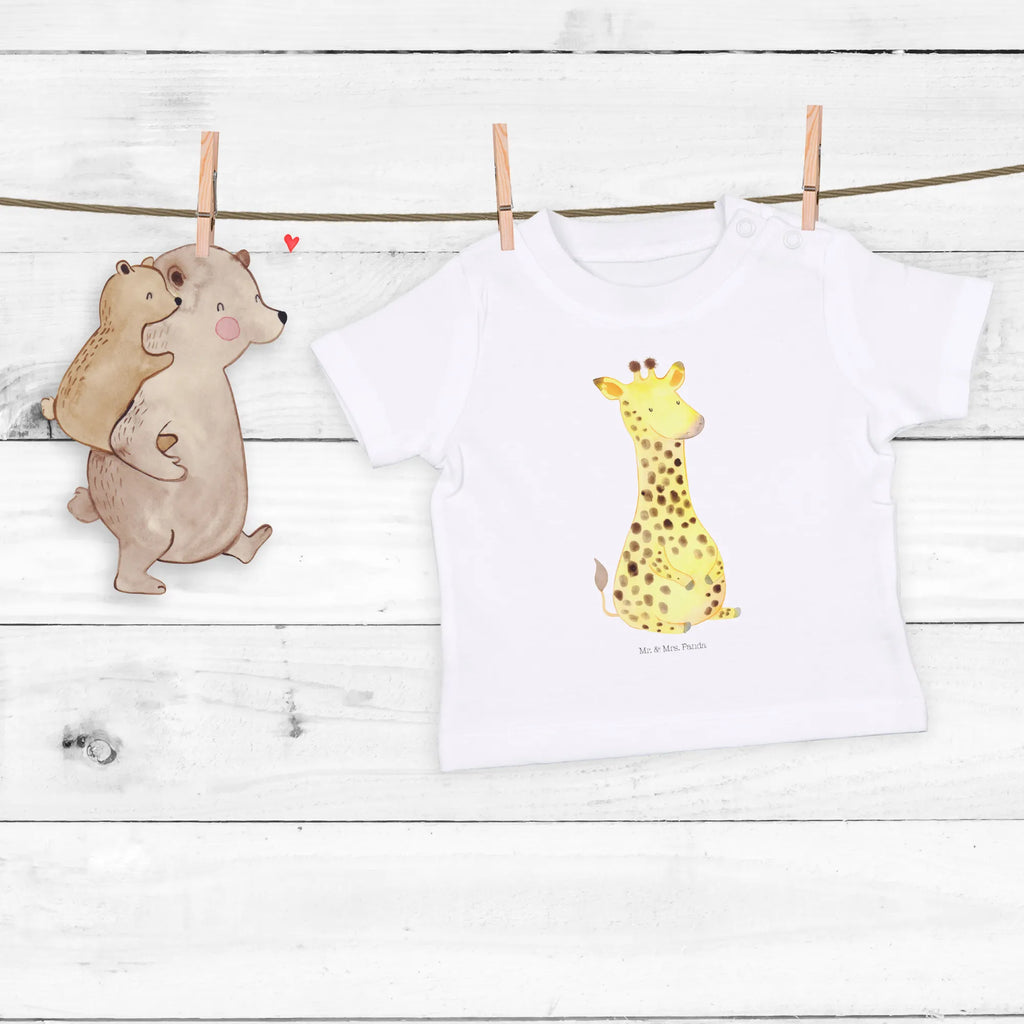 Organic Baby Shirt Giraffe Zufrieden Baby T-Shirt, Jungen Baby T-Shirt, Mädchen Baby T-Shirt, Shirt, Afrika, Wildtiere, Giraffe, Zufrieden, Glück, Abenteuer