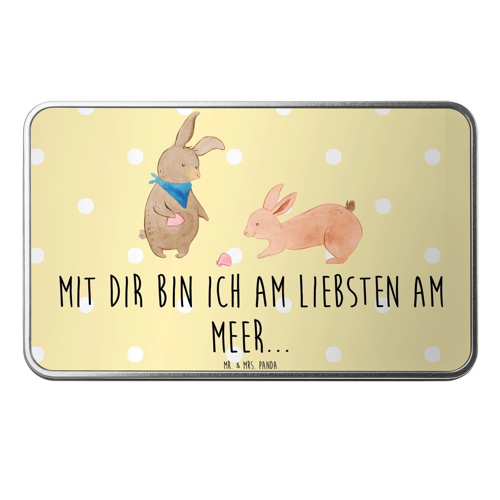 Metalldose rechteckig Hasen Muschel Blechdose, Metalldose, Blechbox, Container, Keksdose, Vorratsdose, Vorratsbox, Döschen, Versperbox, Vesperdose, Aufbewahrungsdose, Aufbewahrungsbox, Aluminiumdose, Dose, Familie, Vatertag, Muttertag, Bruder, Schwester, Mama, Papa, Oma, Opa, Hasen, beste Freundin, Freundin, Freundinnen, best friends, BFF, Muscheln sammeln, Muscheln, Meer