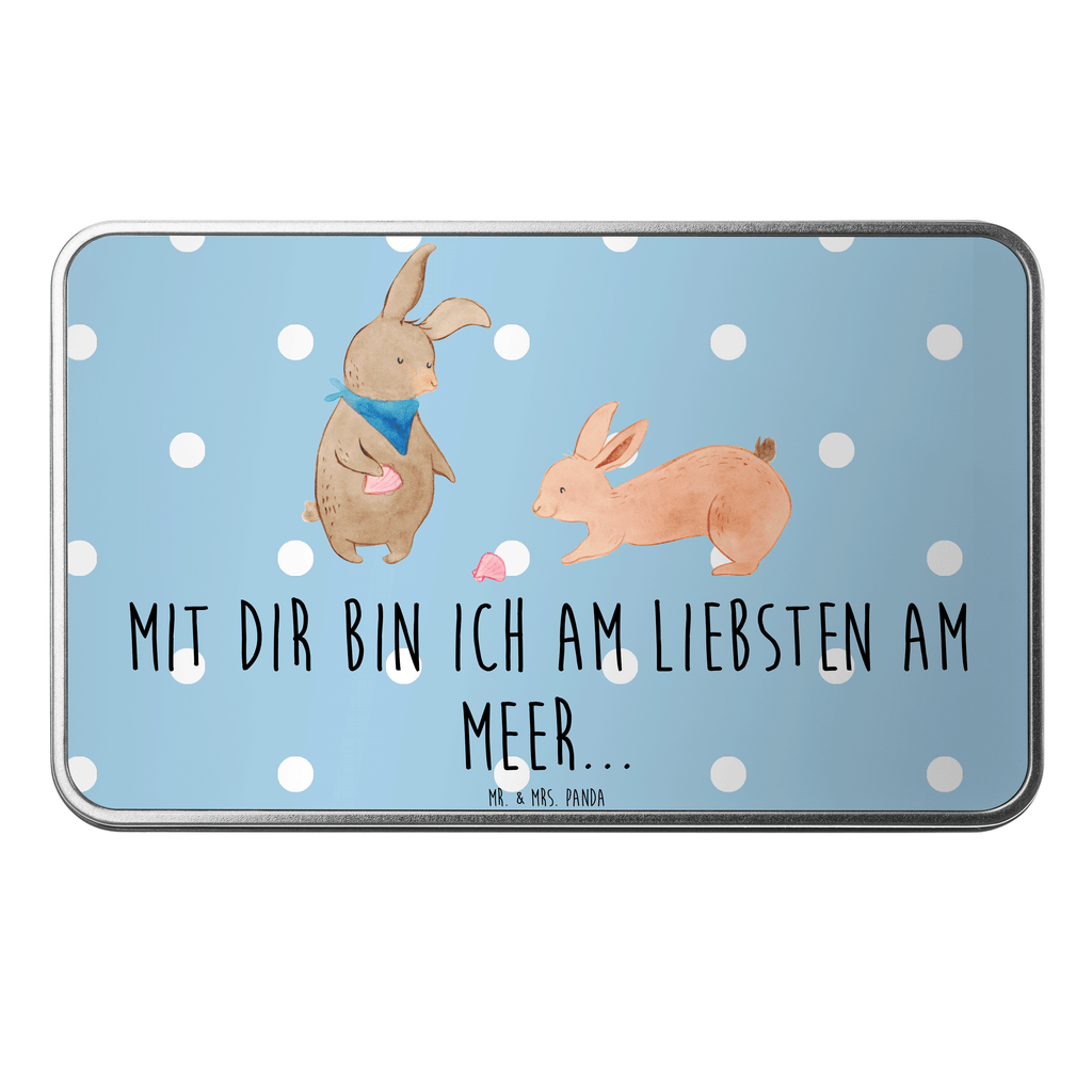 Metalldose rechteckig Hasen Muschel Blechdose, Metalldose, Blechbox, Container, Keksdose, Vorratsdose, Vorratsbox, Döschen, Versperbox, Vesperdose, Aufbewahrungsdose, Aufbewahrungsbox, Aluminiumdose, Dose, Familie, Vatertag, Muttertag, Bruder, Schwester, Mama, Papa, Oma, Opa, Hasen, beste Freundin, Freundin, Freundinnen, best friends, BFF, Muscheln sammeln, Muscheln, Meer