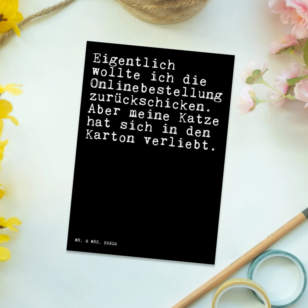 Postkarte Sprüche und Zitate Eigentlich wollte ich die Onlinebestellung zurückschicken. Aber meine Katze hat sich in den Karton verliebt. Postkarte, Karte, Geschenkkarte, Grußkarte, Einladung, Ansichtskarte, Geburtstagskarte, Einladungskarte, Dankeskarte, Ansichtskarten, Einladung Geburtstag, Einladungskarten Geburtstag, Spruch, Sprüche, lustige Sprüche, Weisheiten, Zitate, Spruch Geschenke, Spruch Sprüche Weisheiten Zitate Lustig Weisheit Worte