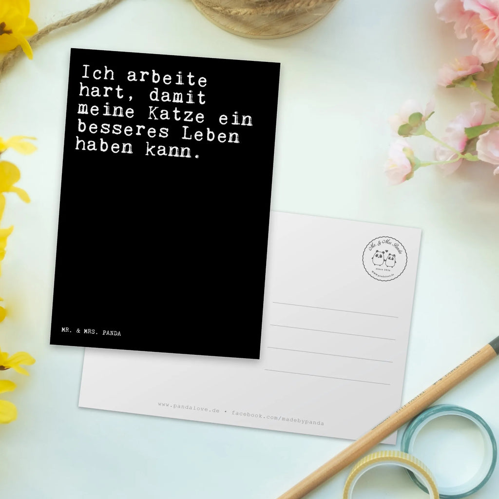 Postkarte Sprüche und Zitate Ich arbeite hart, damit meine Katze ein besseres Leben haben kann. Postkarte, Karte, Geschenkkarte, Grußkarte, Einladung, Ansichtskarte, Geburtstagskarte, Einladungskarte, Dankeskarte, Ansichtskarten, Einladung Geburtstag, Einladungskarten Geburtstag, Spruch, Sprüche, lustige Sprüche, Weisheiten, Zitate, Spruch Geschenke, Spruch Sprüche Weisheiten Zitate Lustig Weisheit Worte