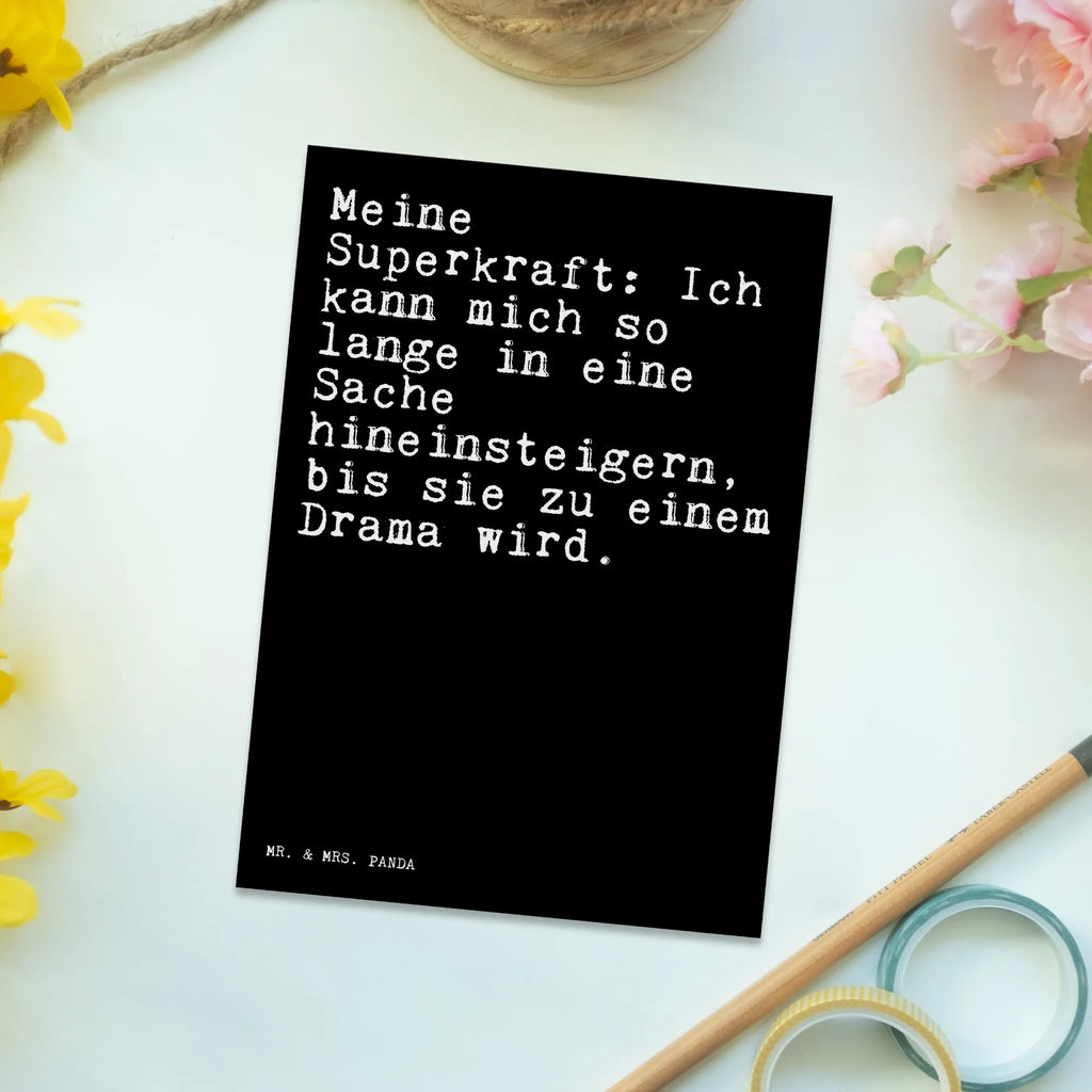 Postkarte Sprüche und Zitate Meine Superkraft: Ich kann mich so lange in eine Sache hineinsteigern, bis sie zu einem Drama wird. Postkarte, Karte, Geschenkkarte, Grußkarte, Einladung, Ansichtskarte, Geburtstagskarte, Einladungskarte, Dankeskarte, Ansichtskarten, Einladung Geburtstag, Einladungskarten Geburtstag, Spruch, Sprüche, lustige Sprüche, Weisheiten, Zitate, Spruch Geschenke, Spruch Sprüche Weisheiten Zitate Lustig Weisheit Worte