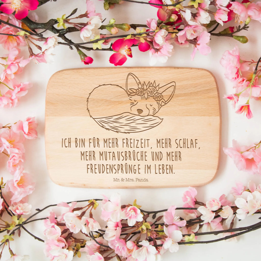 Frühstücksbrett Wüstenfuchs Blumenkranz Frühstücksbrett, Holzbrett, Schneidebrett, Schneidebrett Holz, Frühstücksbrettchen, Küchenbrett, Afrika, Wildtiere, Wüste, Wüstenfuchs, Blumen, Blumenkranz, Glücklich