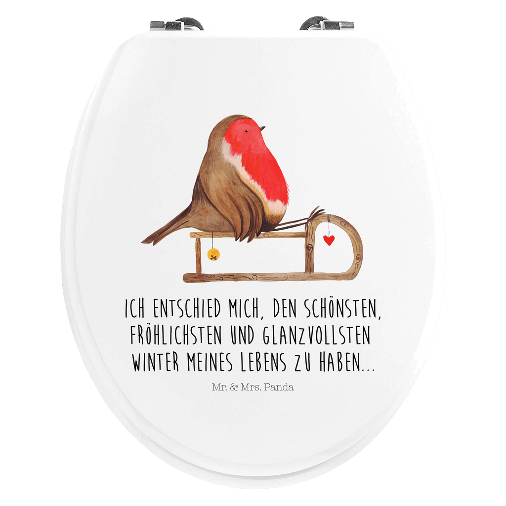 Motiv WC Sitz Rotkehlchen Schlitten Klobrille, Klodeckel, Toilettendeckel, WC-Sitz, Toilette, Winter, Weihnachten, Weihnachtsdeko, Nikolaus, Advent, Heiligabend, Wintermotiv, Schlitten, Vogel