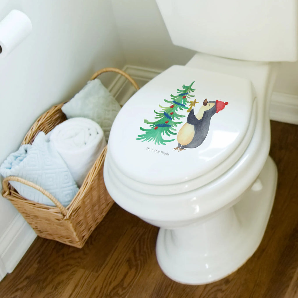 Motiv WC Sitz Pinguin Weihnachtsbaum Klobrille, Klodeckel, Toilettendeckel, WC-Sitz, Toilette, Winter, Weihnachten, Weihnachtsdeko, Nikolaus, Advent, Heiligabend, Wintermotiv, Pinguin