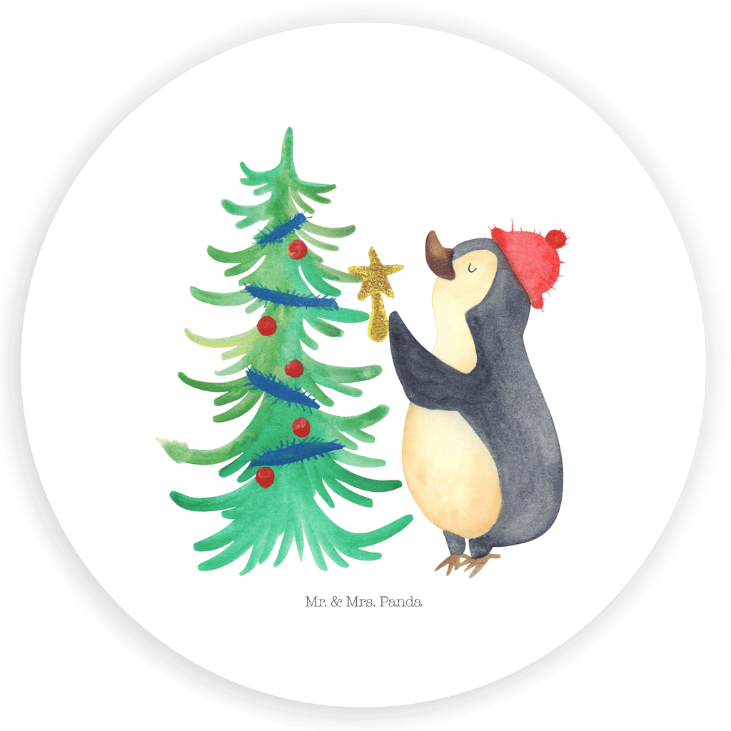 Rund Aufkleber Pinguin Weihnachtsbaum Sticker, Aufkleber, Etikett, Winter, Weihnachten, Weihnachtsdeko, Nikolaus, Advent, Heiligabend, Wintermotiv, Pinguin