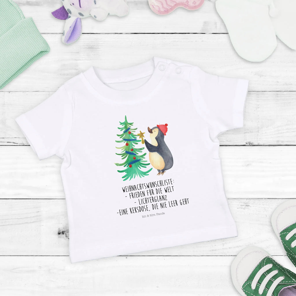 Organic Baby Shirt Pinguin Weihnachtsbaum Baby T-Shirt, Jungen Baby T-Shirt, Mädchen Baby T-Shirt, Shirt, Winter, Weihnachten, Weihnachtsdeko, Nikolaus, Advent, Heiligabend, Wintermotiv, Pinguin