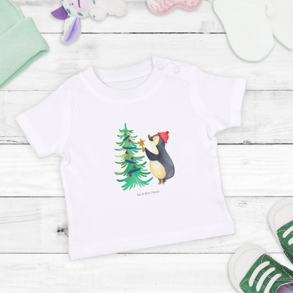 Organic Baby Shirt Pinguin Weihnachtsbaum Baby T-Shirt, Jungen Baby T-Shirt, Mädchen Baby T-Shirt, Shirt, Winter, Weihnachten, Weihnachtsdeko, Nikolaus, Advent, Heiligabend, Wintermotiv, Pinguin