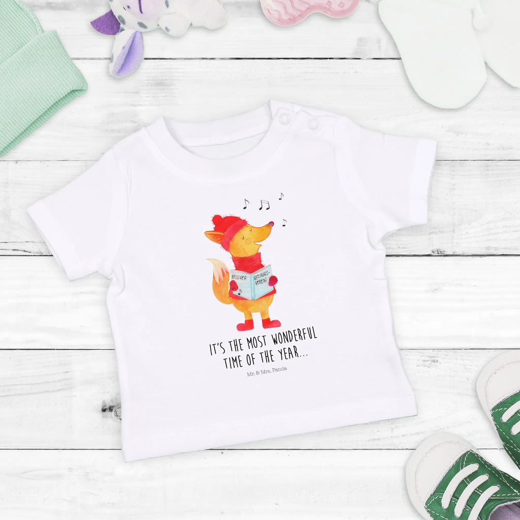 Organic Baby Shirt Fuchs Sänger Baby T-Shirt, Jungen Baby T-Shirt, Mädchen Baby T-Shirt, Shirt, Winter, Weihnachten, Weihnachtsdeko, Nikolaus, Advent, Heiligabend, Wintermotiv, Fuchs, Füchse, Sänger, Geschenk Sänger, Singen, Weihnachtslieder