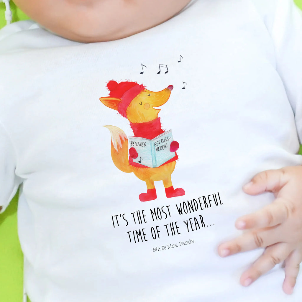 Organic Baby Shirt Fuchs Sänger Baby T-Shirt, Jungen Baby T-Shirt, Mädchen Baby T-Shirt, Shirt, Winter, Weihnachten, Weihnachtsdeko, Nikolaus, Advent, Heiligabend, Wintermotiv, Fuchs, Füchse, Sänger, Geschenk Sänger, Singen, Weihnachtslieder