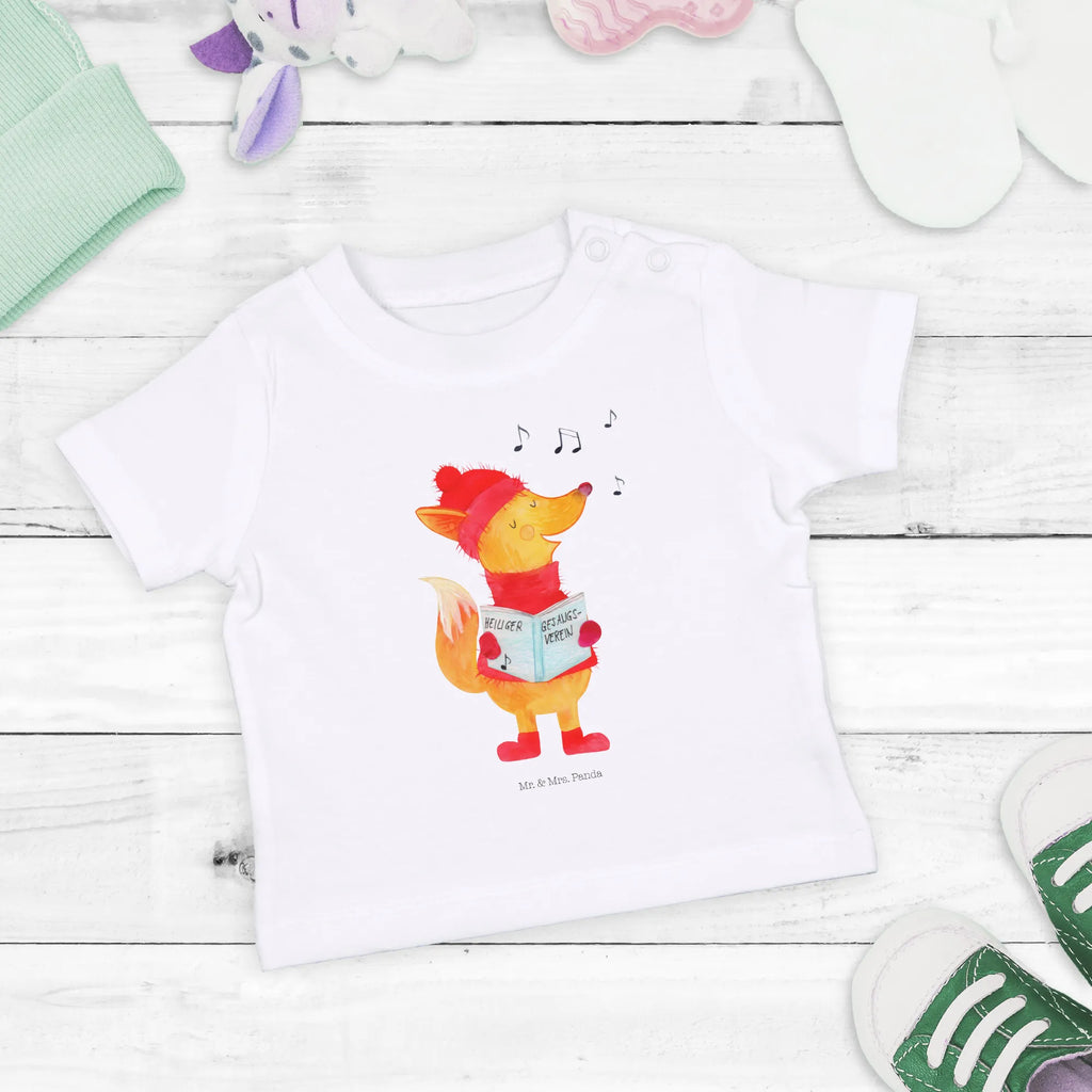 Organic Baby Shirt Fuchs Sänger Baby T-Shirt, Jungen Baby T-Shirt, Mädchen Baby T-Shirt, Shirt, Winter, Weihnachten, Weihnachtsdeko, Nikolaus, Advent, Heiligabend, Wintermotiv, Fuchs, Füchse, Sänger, Geschenk Sänger, Singen, Weihnachtslieder