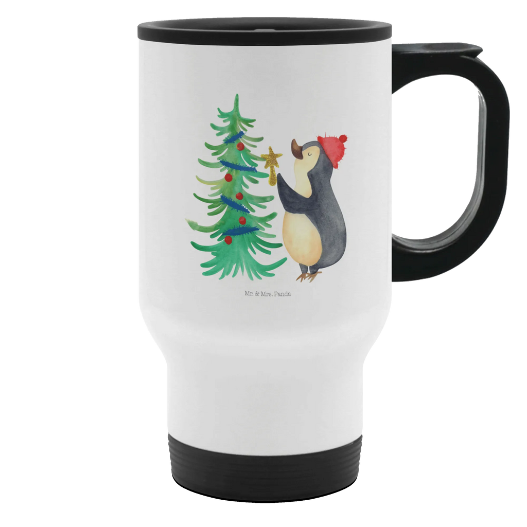 Thermobecher Pinguin Weihnachtsbaum Thermobecher, To Go Becher, Thermotasse, Kaffeebecher, Isolierbecher, Thermobecher To Go, Warmhaltetasse, Edelstahlbecher, Reisebecher, Tasse mit Deckel, Thermobecher für 400 ml, Kaffeetasse zum Mitnehmen, Tasse zum Mitnehmen, Spülmaschinenfest, Winter, Weihnachten, Weihnachtsdeko, Nikolaus, Advent, Heiligabend, Wintermotiv, Pinguin