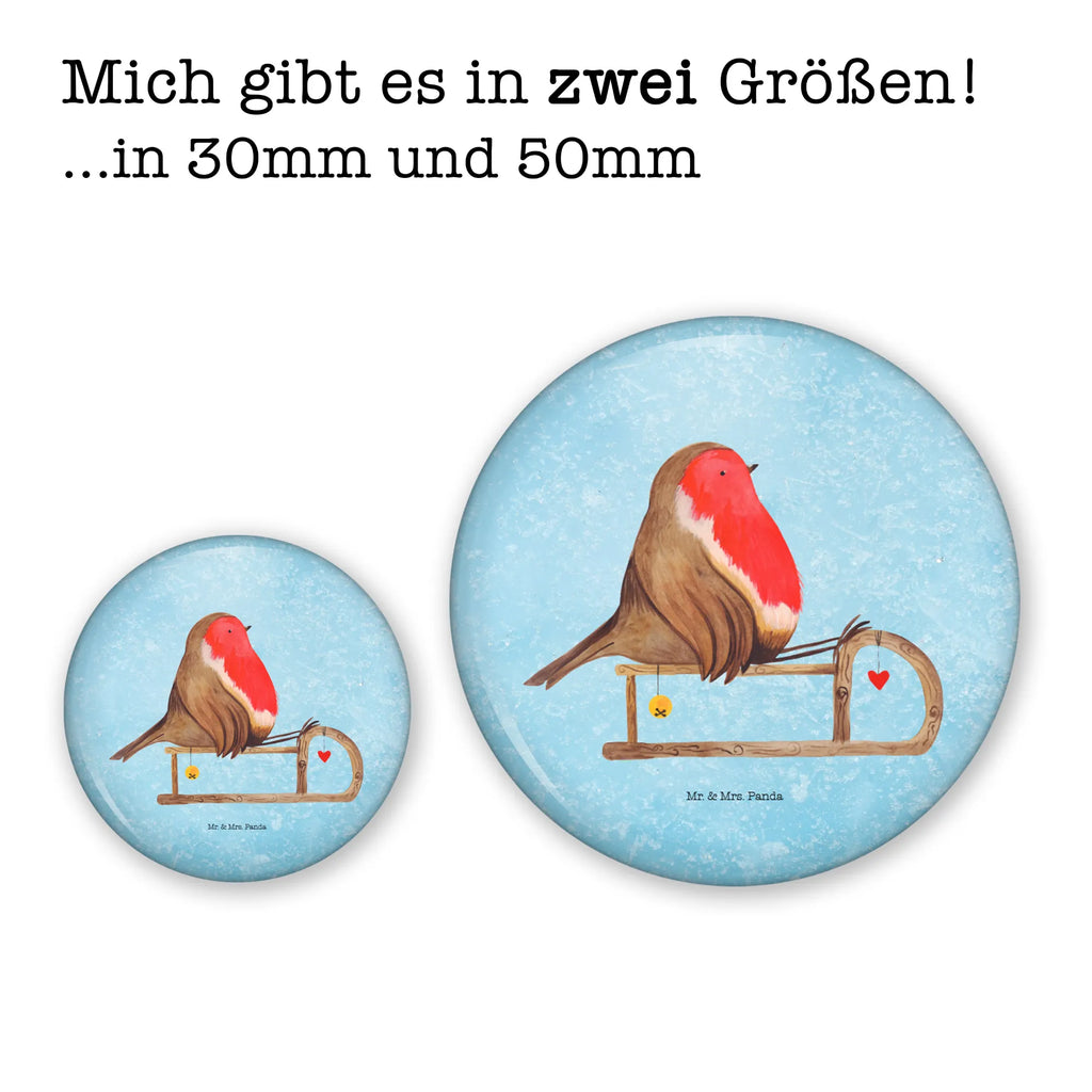 Button Rotkehlchen Schlitten 50mm Button, Button, Pin, Anstecknadel, Winter, Weihnachten, Weihnachtsdeko, Nikolaus, Advent, Heiligabend, Wintermotiv, Schlitten, Vogel