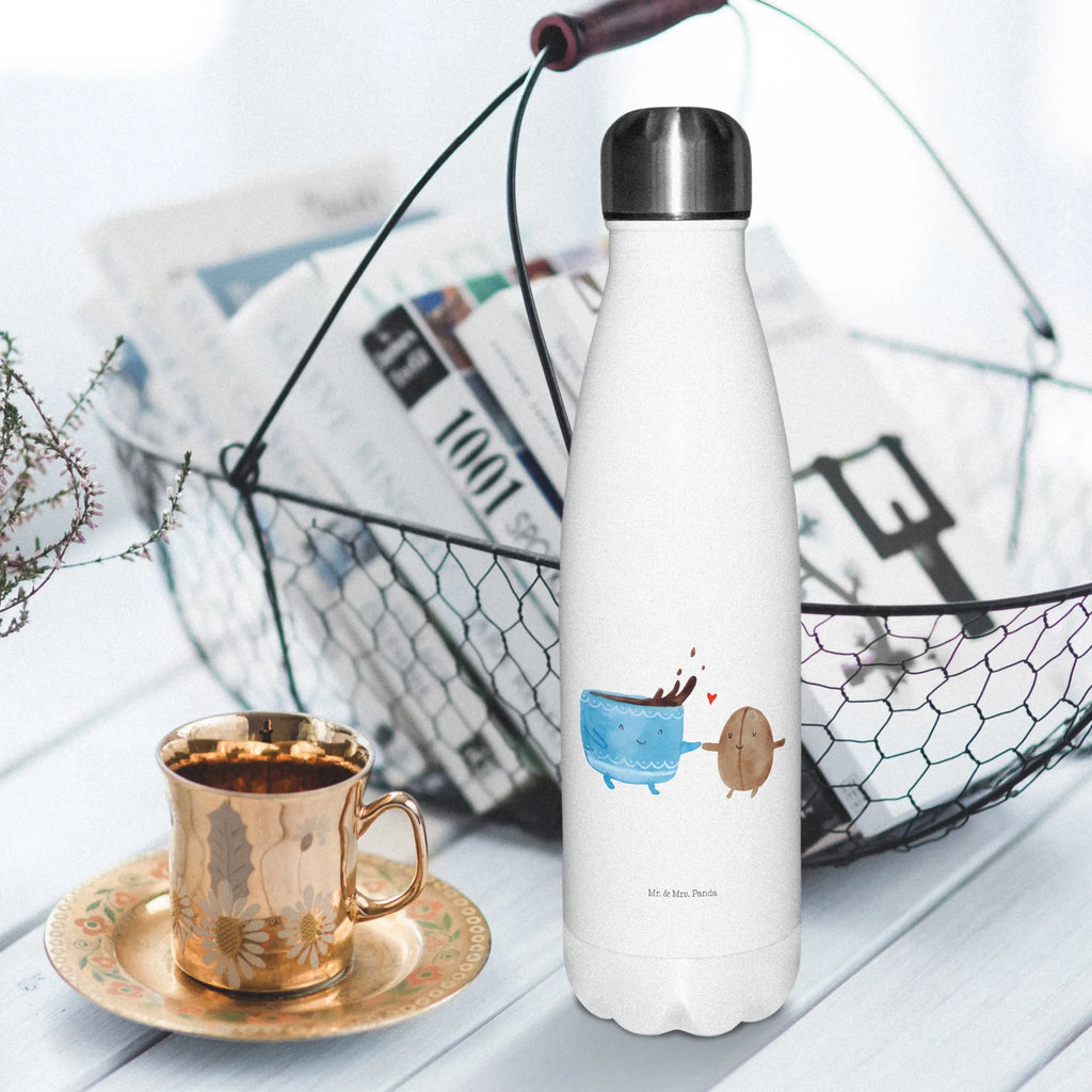 Thermosflasche Kaffee Bohne Isolierflasche, Thermoflasche, Trinkflasche, Thermos, Edelstahl, Tiermotive, Gute Laune, lustige Sprüche, Tiere, Kaffee, Kaffeebohne, Genuss, Zufriedenheit, Glück