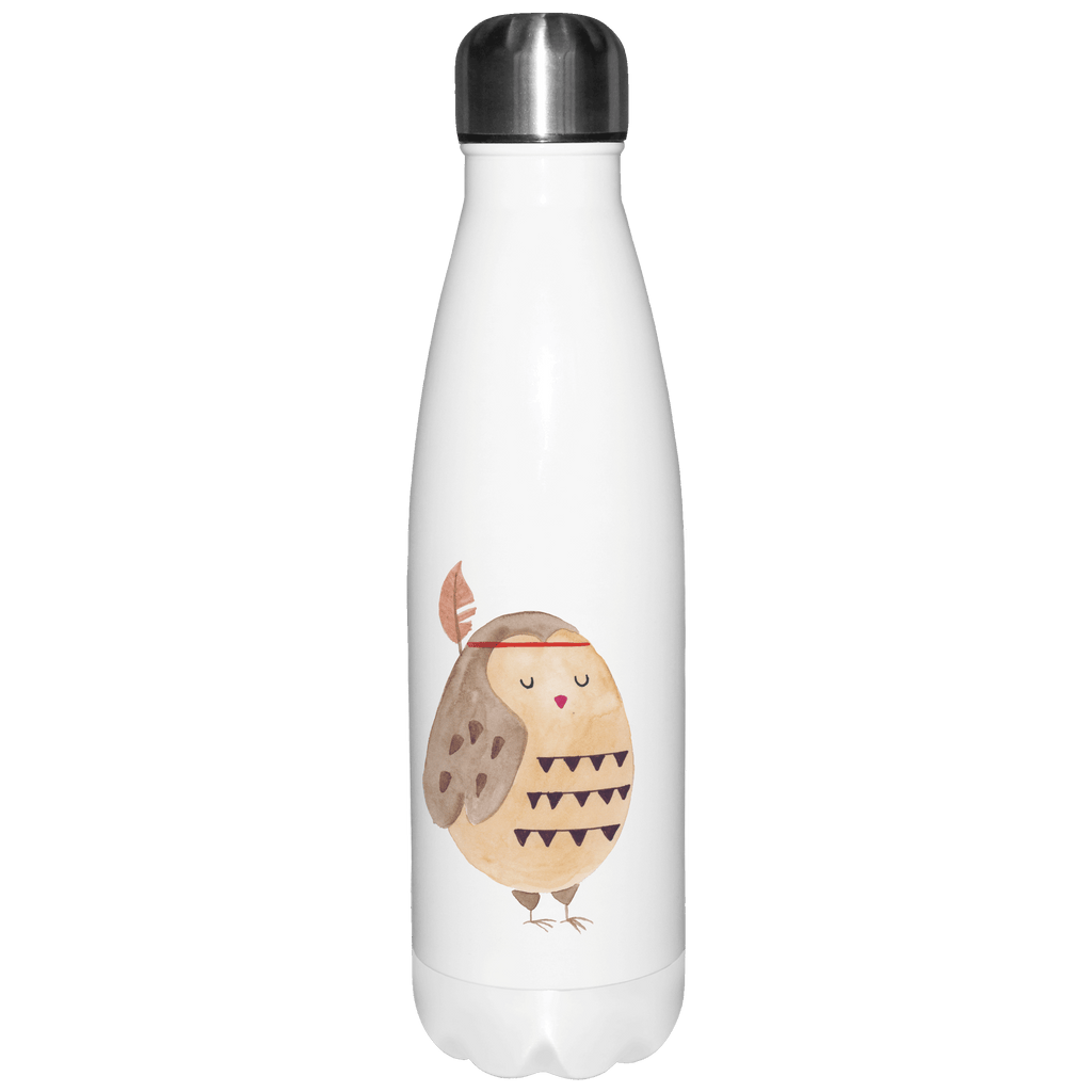 Thermosflasche Eule Federschmuck Isolierflasche, Thermoflasche, Trinkflasche, Thermos, Edelstahl, Eule, Eule Deko, Owl, Das Leben ist ein Abenteuer, Reisespruch, Federschmuck, Dekoration