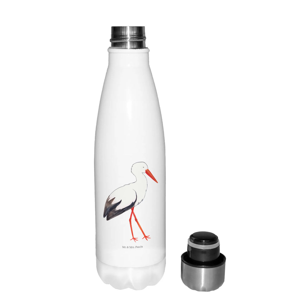 Thermosflasche Storch Isolierflasche, Thermoflasche, Trinkflasche, Thermos, Edelstahl, Tiermotive, Gute Laune, lustige Sprüche, Tiere, Storch, Störche, Schwangerschaft, Geburt, Mutter, Mütter, Mutter werden, Schwanger, Babybauch, Baby