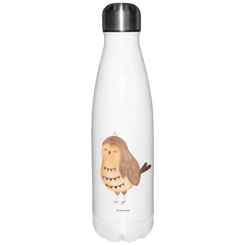 Thermosflasche Eule Zufrieden Isolierflasche, Thermoflasche, Trinkflasche, Thermos, Edelstahl, Eule, Eule Spruch, Eule deko, Owl, Liebe Spruch, Romantisch, Wortspiel lustig, Spruch schön, Geschenk Hochzeitstag