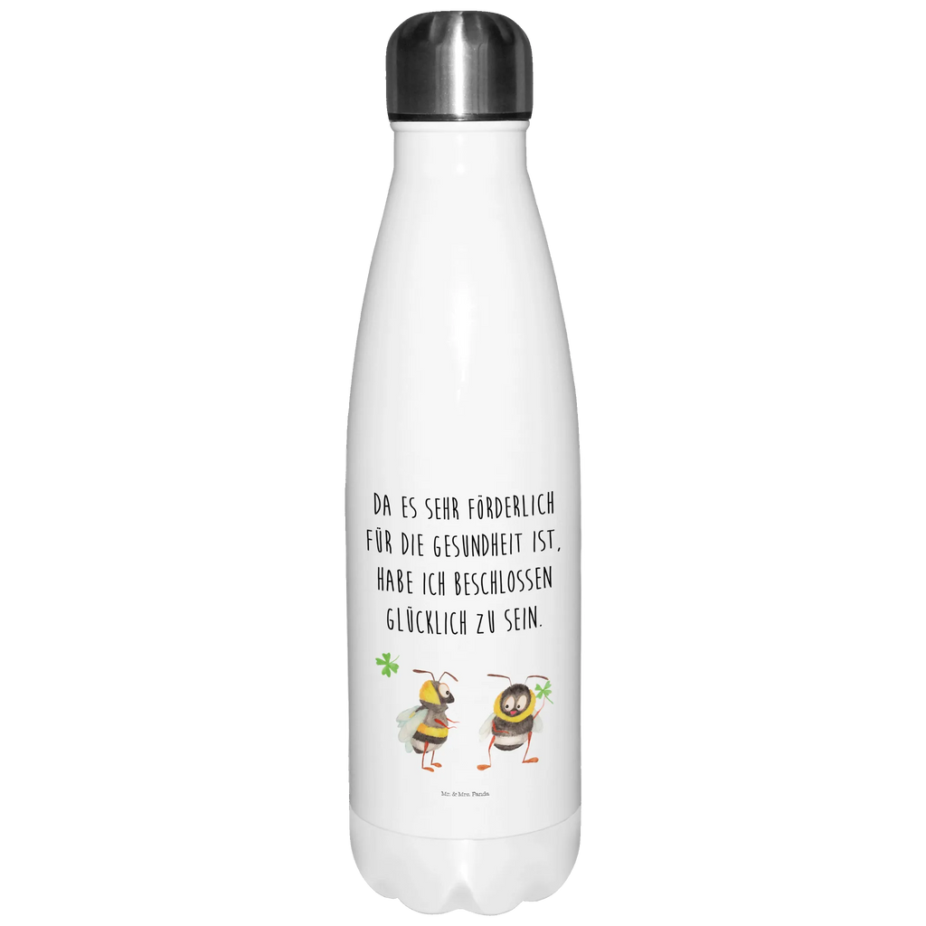 Thermosflasche Hummeln mit Kleeblatt Isolierflasche, Thermoflasche, Trinkflasche, Thermos, Edelstahl, Tiermotive, Gute Laune, lustige Sprüche, Tiere, Hummel, Biene, Spruch positiv, Biene Deko, Spruch schön, glücklich sein, glücklich werden, Spruch fröhlich