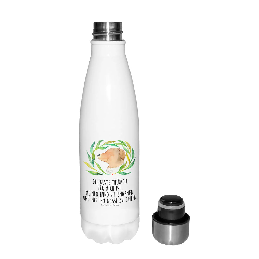 Thermosflasche Hund Ranke Isolierflasche, Thermoflasche, Trinkflasche, Thermos, Edelstahl, Hund, Hundemotiv, Haustier, Hunderasse, Tierliebhaber, Hundebesitzer, Sprüche, Ranke, Therapie, Selbsttherapie, Hundeliebe, Hundeglück, Hunde