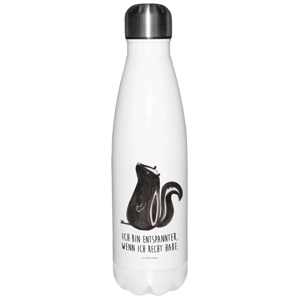 Thermosflasche Stinktier sitzend Isolierflasche, Thermoflasche, Trinkflasche, Thermos, Edelstahl, Stinktier, Skunk, Wildtier, Raubtier, Stinker, Stinki, Spruch, Büro, Recht, Besserwisser