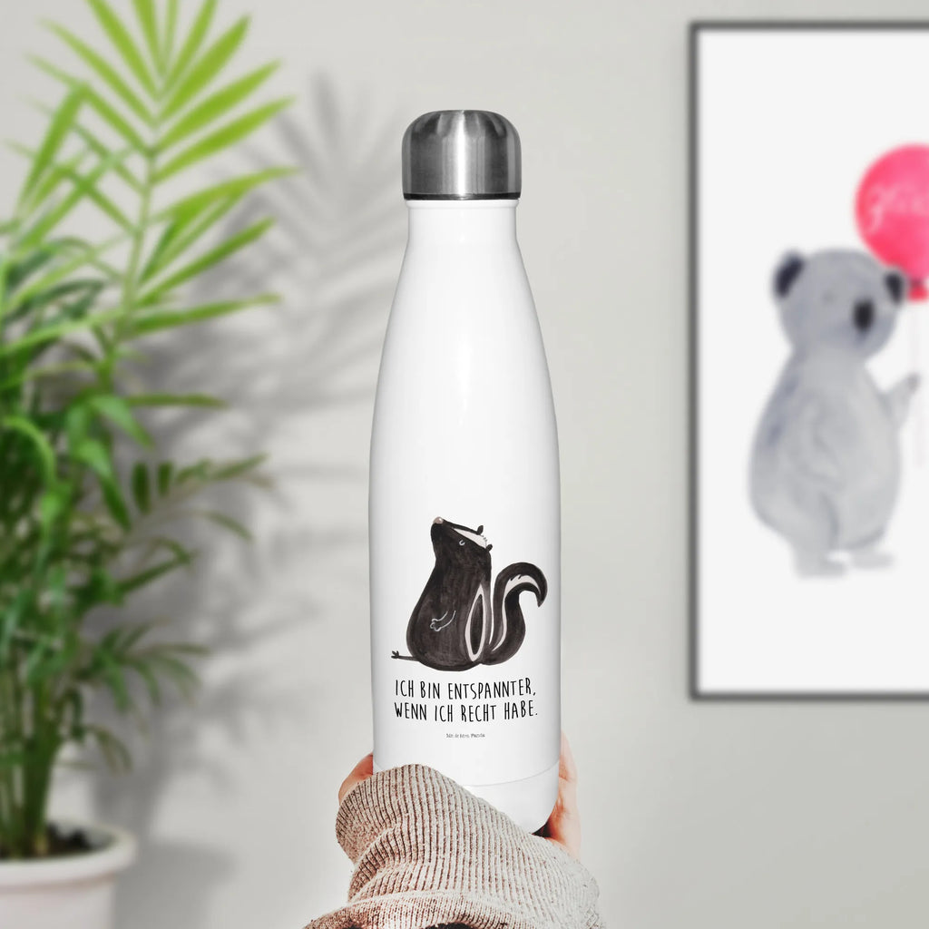 Thermosflasche Stinktier sitzend Isolierflasche, Thermoflasche, Trinkflasche, Thermos, Edelstahl, Stinktier, Skunk, Wildtier, Raubtier, Stinker, Stinki, Spruch, Büro, Recht, Besserwisser