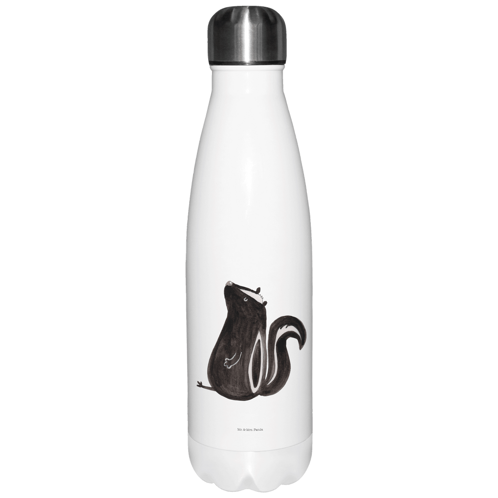 Thermosflasche Stinktier sitzend Isolierflasche, Thermoflasche, Trinkflasche, Thermos, Edelstahl, Stinktier, Skunk, Wildtier, Raubtier, Stinker, Stinki, Spruch, Büro, Recht, Besserwisser