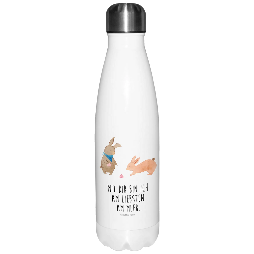 Thermosflasche Hasen Muschel Isolierflasche, Thermoflasche, Trinkflasche, Thermos, Edelstahl, Familie, Vatertag, Muttertag, Bruder, Schwester, Mama, Papa, Oma, Opa, Hasen, beste Freundin, Freundin, Freundinnen, best friends, BFF, Muscheln sammeln, Muscheln, Meer