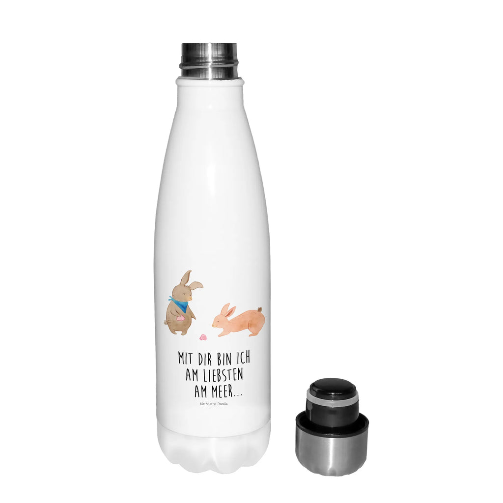 Thermosflasche Hasen Muschel Isolierflasche, Thermoflasche, Trinkflasche, Thermos, Edelstahl, Familie, Vatertag, Muttertag, Bruder, Schwester, Mama, Papa, Oma, Opa, Hasen, beste Freundin, Freundin, Freundinnen, best friends, BFF, Muscheln sammeln, Muscheln, Meer