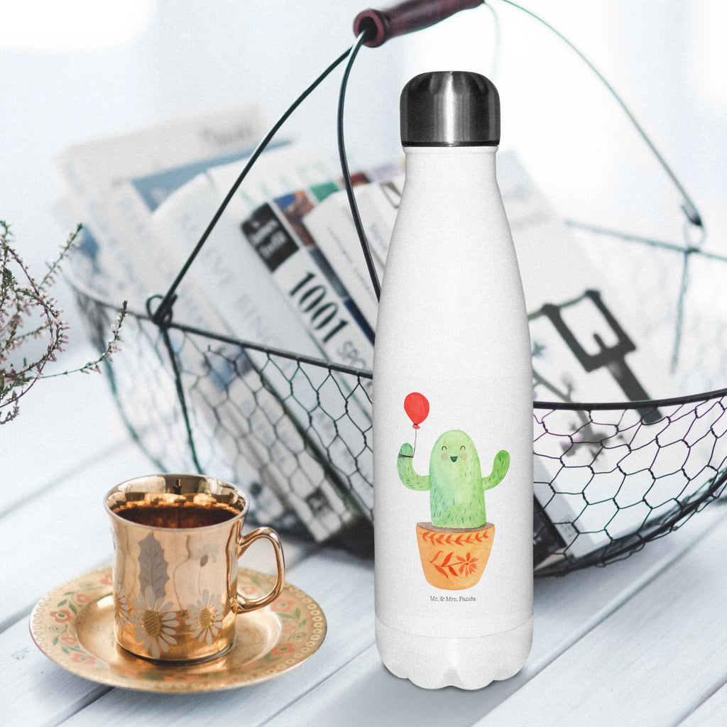 Thermosflasche Kaktus Luftballon Isolierflasche, Thermoflasche, Trinkflasche, Thermos, Edelstahl, Kaktus, Kakteen, Luftballon, Neustart, Freude, Büro, Stress, Büroalltag, Freundin, Freund, Ausbildung, Prüfung