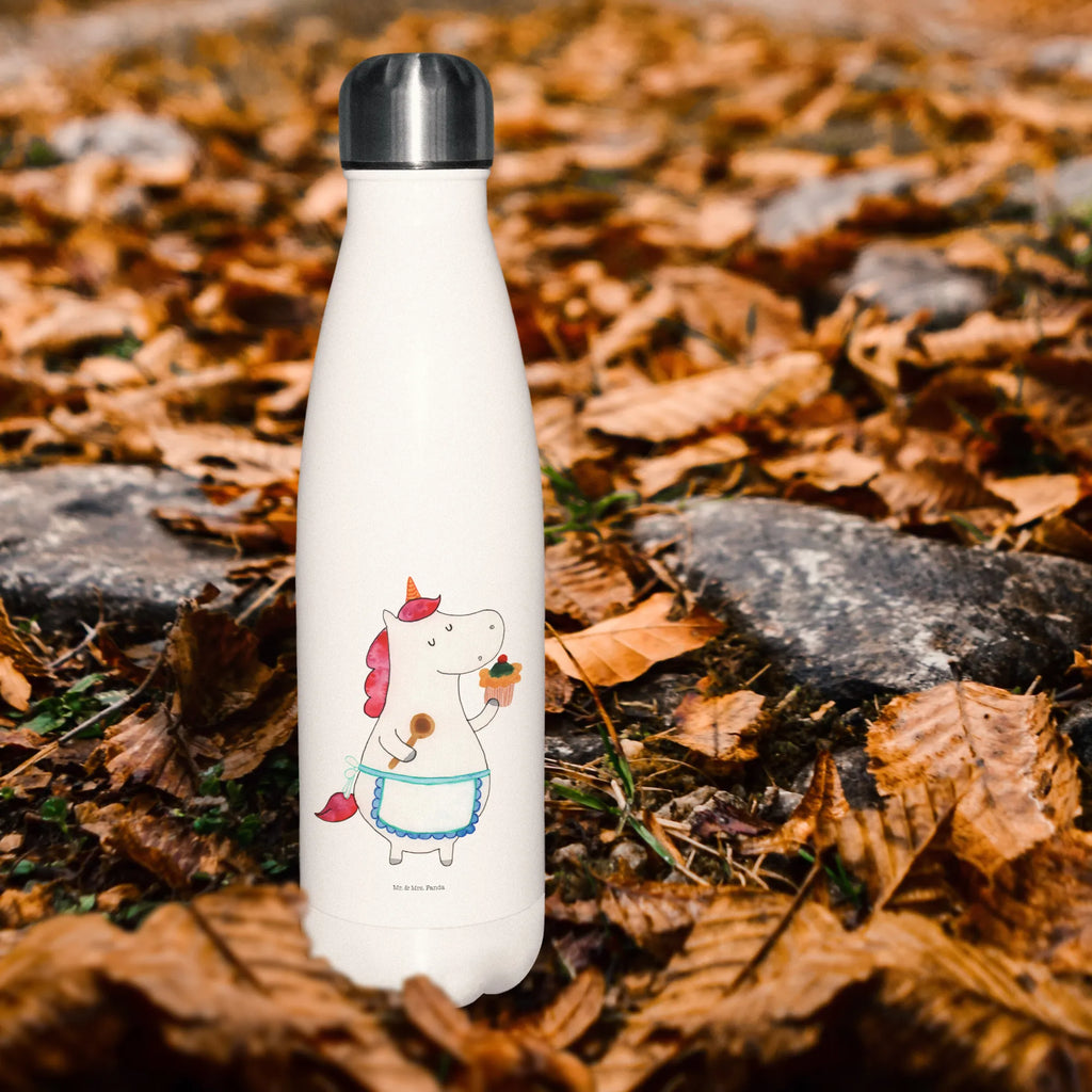 Thermosflasche Einhorn Küchenfee Isolierflasche, Thermoflasche, Trinkflasche, Thermos, Edelstahl, Einhorn, Einhörner, Einhorn Deko, Pegasus, Unicorn, backen, Muffin, Motivation, Träumer, träumen, Bäckerin, Hobbykoch, Koch, Torte, Kuchen