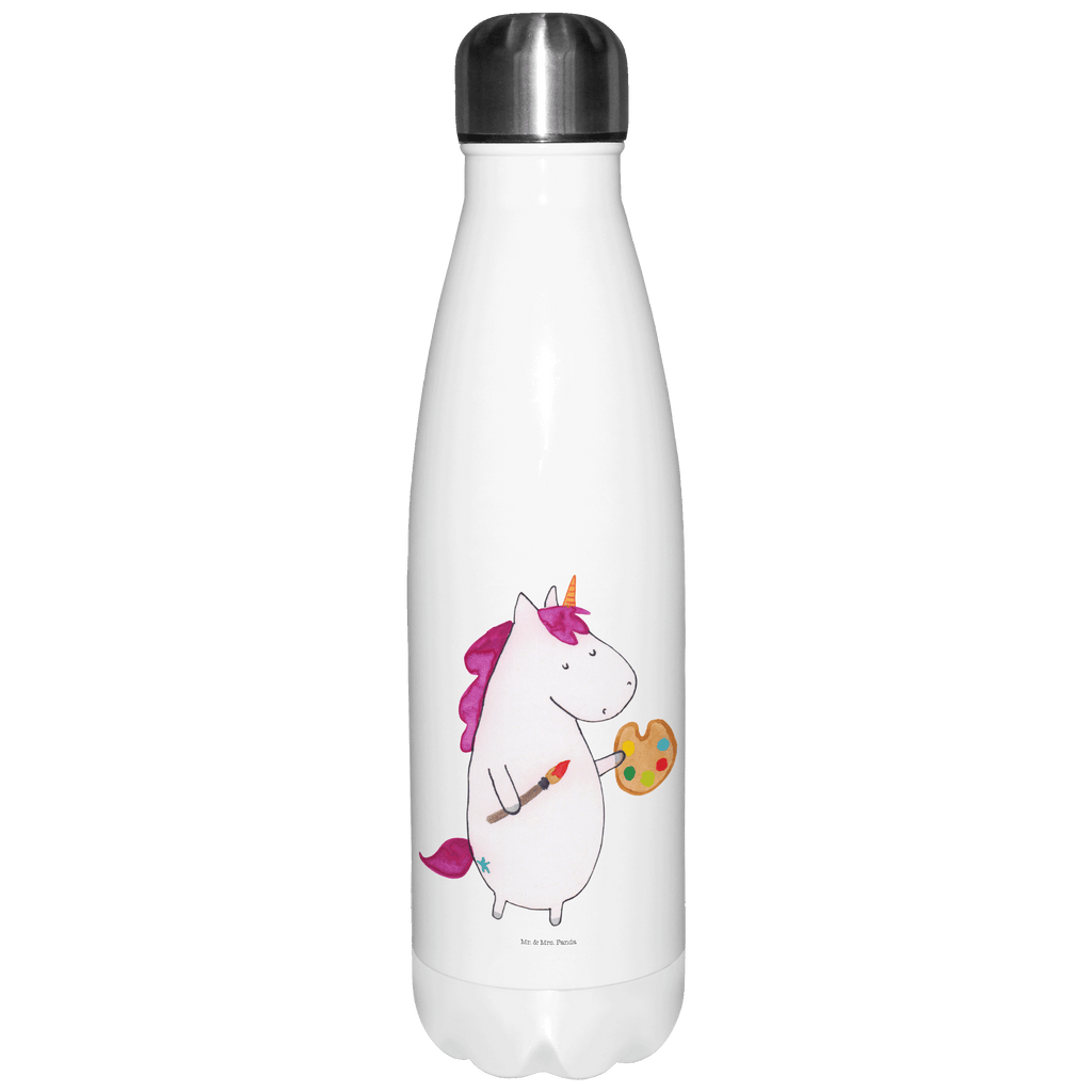 Thermosflasche Einhorn Künstler Isolierflasche, Thermoflasche, Trinkflasche, Thermos, Edelstahl, Einhorn, Einhörner, Einhorn Deko, Unicorn, Englisch, Künstler, Artist, Malen, Zeichnen, Welt, Farbe, Stift, Pinsel, Geschenk, Maler