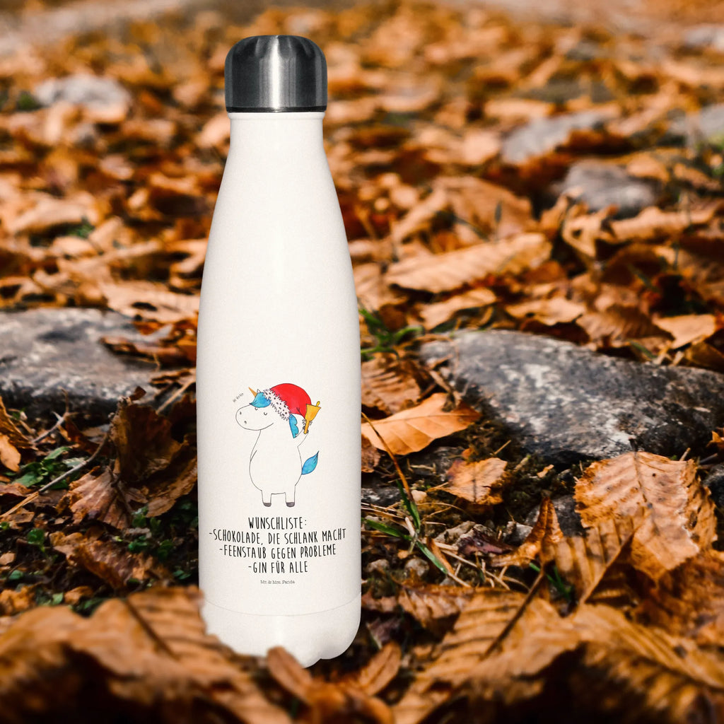 Thermosflasche Einhorn Weihnachtsmann Isolierflasche, Thermoflasche, Trinkflasche, Thermos, Edelstahl, Einhorn, Einhörner, Einhorn Deko, Pegasus, Unicorn, Gin, Schokolade, Schoki, Weihnachten, Weihnachtsmann, Nikolaus, Wunschzettel, Wunschliste, Feenstaub