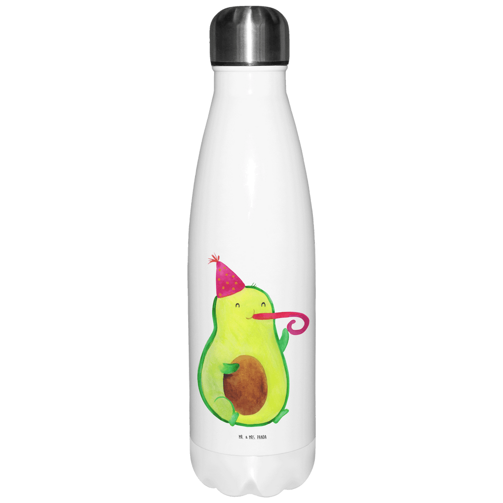 Thermosflasche Avocado Partyhupe Isolierflasche, Thermoflasche, Trinkflasche, Thermos, Edelstahl, Avocado, Veggie, Vegan, Gesund, Party, Feierlichkeit, Feier, Fete, Geburtstag, Gute Laune, Tröte