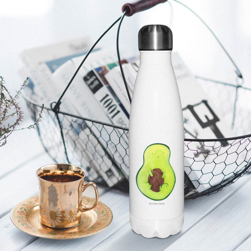 Thermosflasche Avocado mit Kern Isolierflasche, Thermoflasche, Trinkflasche, Thermos, Edelstahl, Avocado, Veggie, Vegan, Gesund, Avokado, Avocadokern, Kern, Pflanze, Spruch Leben