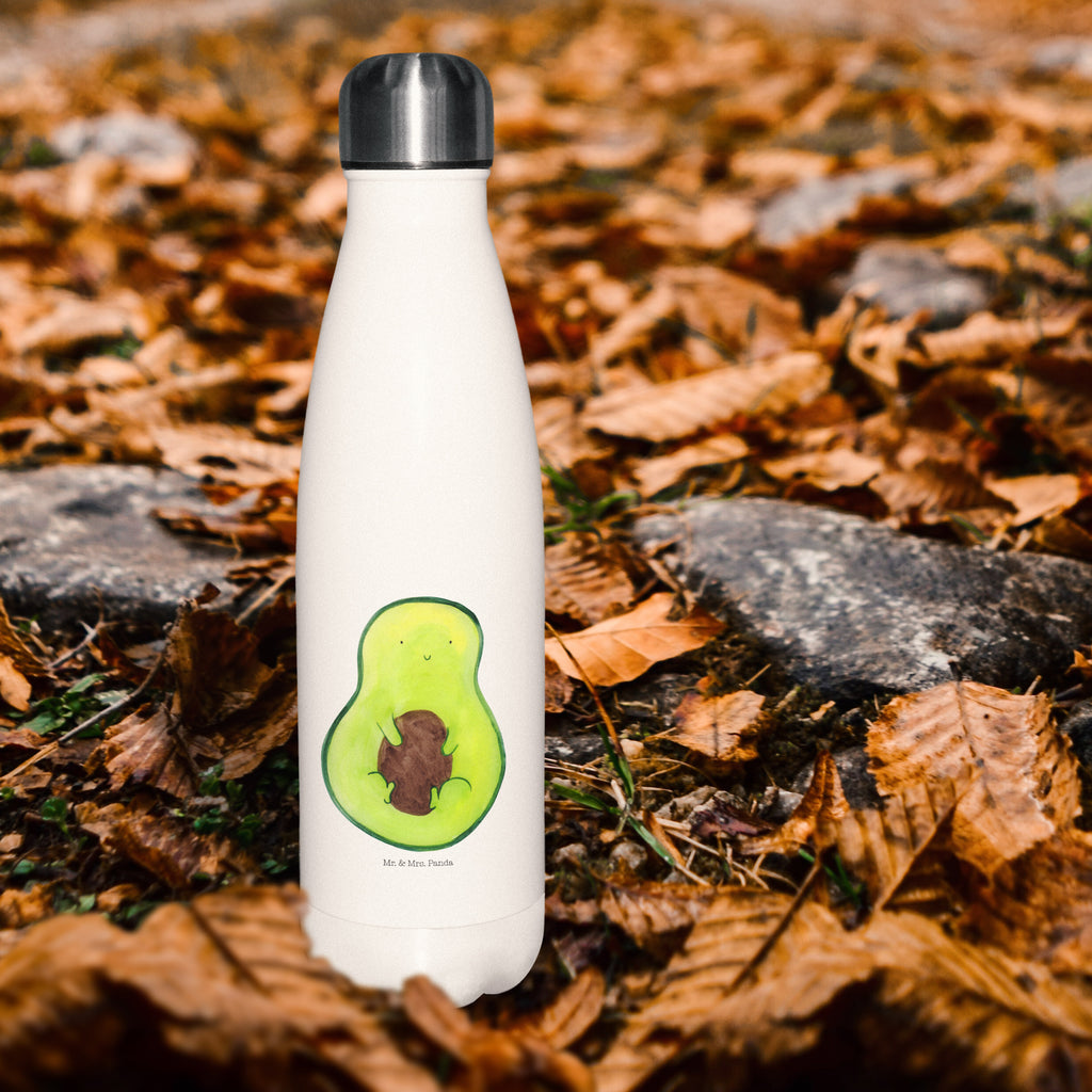 Thermosflasche Avocado mit Kern Isolierflasche, Thermoflasche, Trinkflasche, Thermos, Edelstahl, Avocado, Veggie, Vegan, Gesund, Avokado, Avocadokern, Kern, Pflanze, Spruch Leben