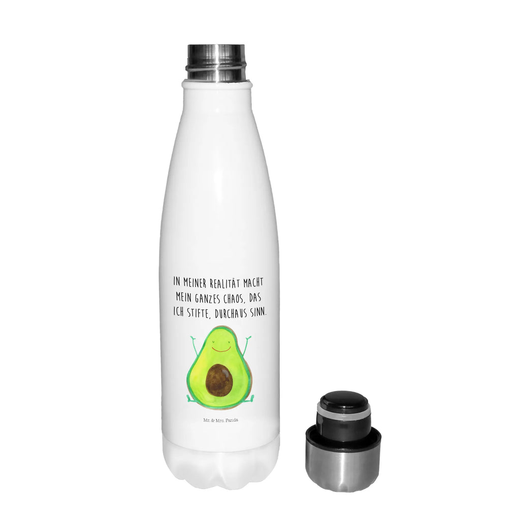 Thermosflasche Avocado Happy Isolierflasche, Thermoflasche, Trinkflasche, Thermos, Edelstahl, Avocado, Veggie, Vegan, Gesund, Chaos