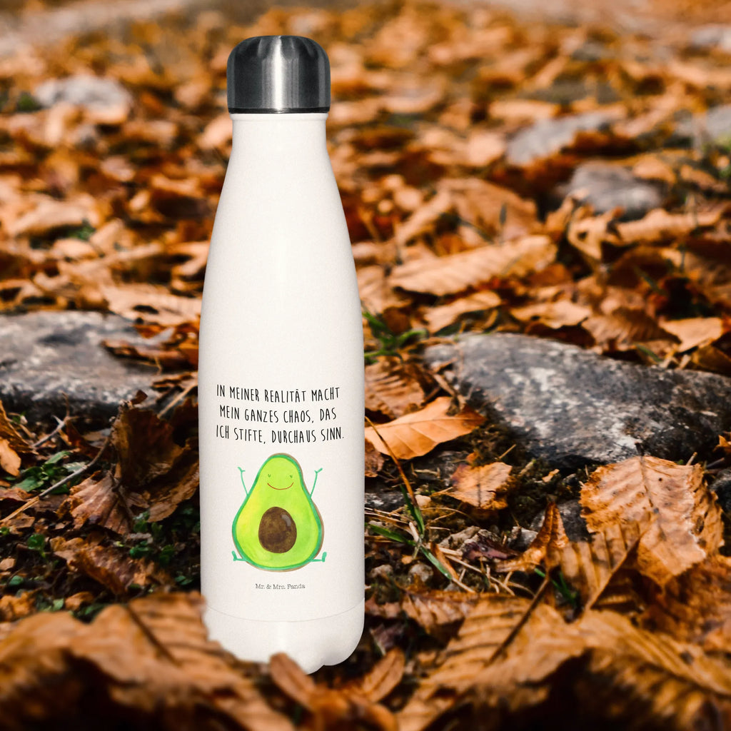 Thermosflasche Avocado Happy Isolierflasche, Thermoflasche, Trinkflasche, Thermos, Edelstahl, Avocado, Veggie, Vegan, Gesund, Chaos