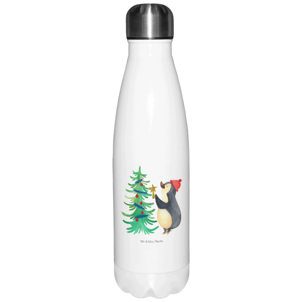 Thermosflasche Pinguin Weihnachtsbaum Isolierflasche, Thermoflasche, Trinkflasche, Thermos, Edelstahl, Winter, Weihnachten, Weihnachtsdeko, Nikolaus, Advent, Heiligabend, Wintermotiv, Pinguin