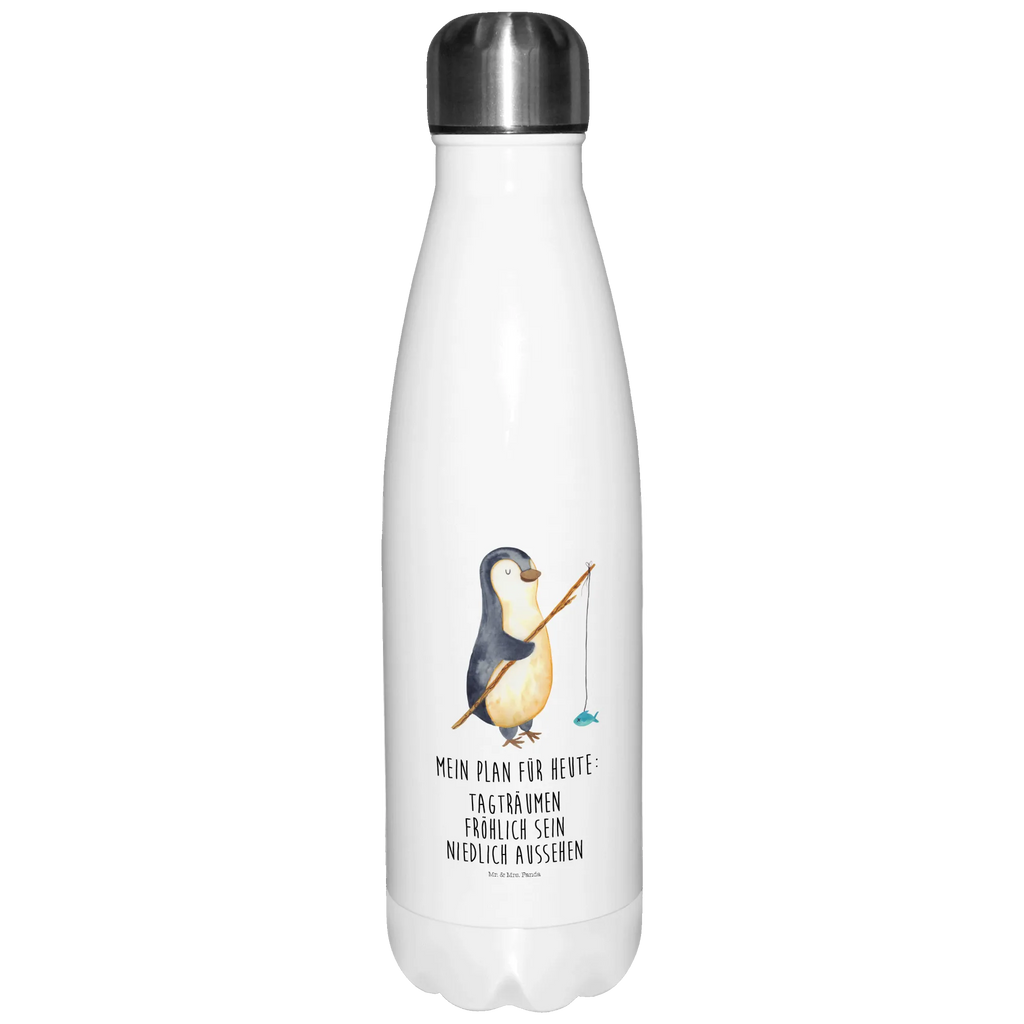 Thermosflasche Pinguin Angler Isolierflasche, Thermoflasche, Trinkflasche, Thermos, Edelstahl, Pinguin, Pinguine, Angeln, Angler, Tagträume, Hobby, Plan, Planer, Tagesplan, Neustart, Motivation, Geschenk, Freundinnen, Geschenkidee, Urlaub, Wochenende