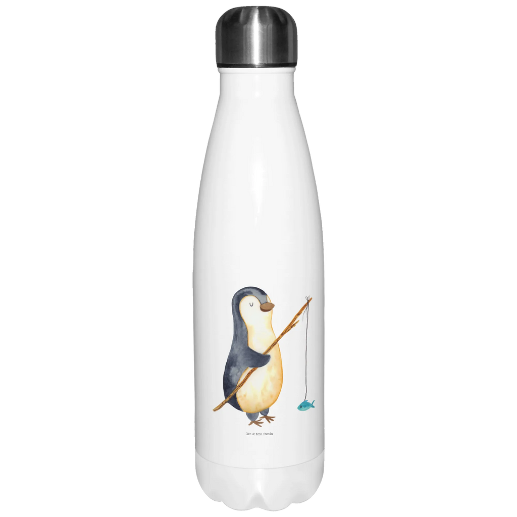 Thermosflasche Pinguin Angler Isolierflasche, Thermoflasche, Trinkflasche, Thermos, Edelstahl, Pinguin, Pinguine, Angeln, Angler, Tagträume, Hobby, Plan, Planer, Tagesplan, Neustart, Motivation, Geschenk, Freundinnen, Geschenkidee, Urlaub, Wochenende