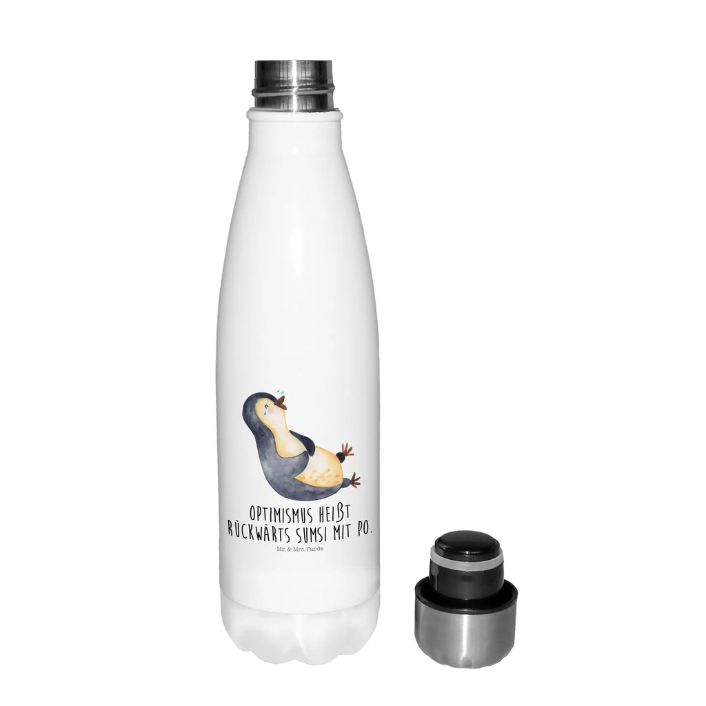 Thermosflasche Pinguin lachend Isolierflasche, Thermoflasche, Trinkflasche, Thermos, Edelstahl, Pinguin, Pinguine, lustiger Spruch, Optimismus, Fröhlich, Lachen, Humor, Fröhlichkeit