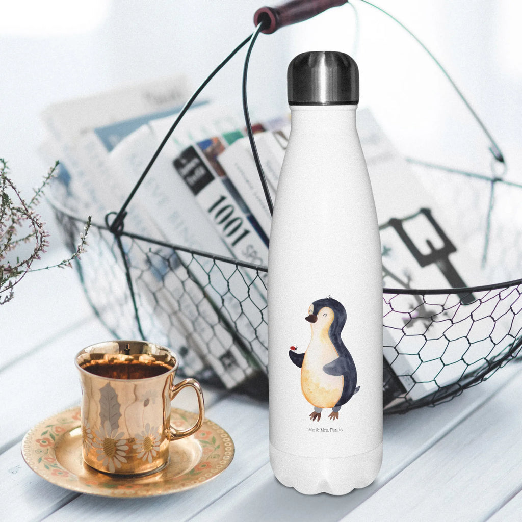 Thermosflasche Pinguin Marienkäfer Isolierflasche, Thermoflasche, Trinkflasche, Thermos, Edelstahl, Pinguin, Pinguine, Marienkäfer, Liebe, Wunder, Glück, Freude, Lebensfreude